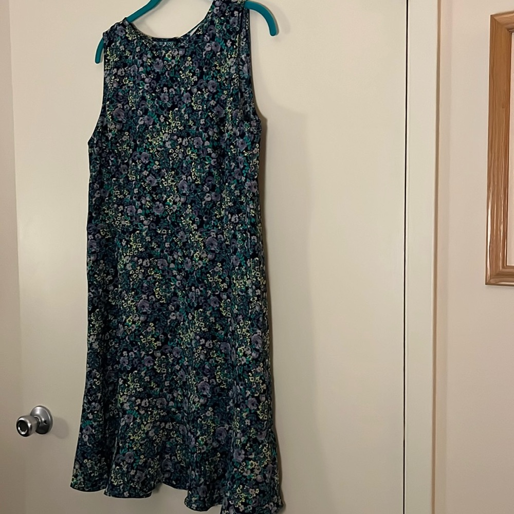 NWT LOFT Outlet black purple green floral sleeveless dress 14 petite
